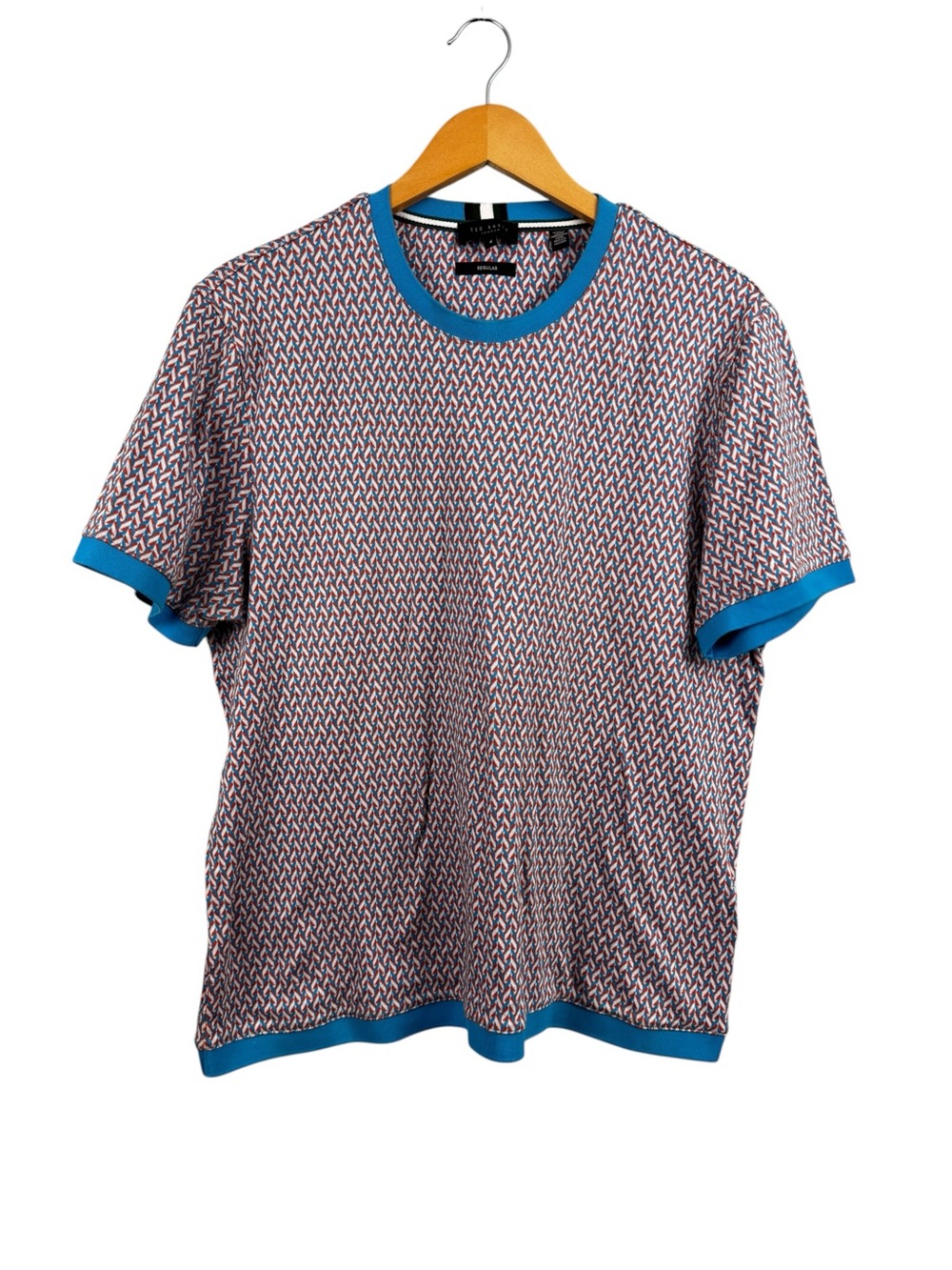 Ted Baker Finity Geometric Print T-Shirt Size 4 Blue Orange